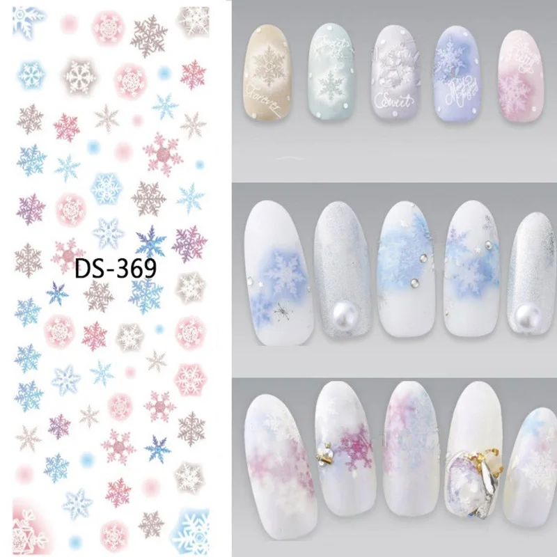 

1 Pc Colorful Christmas Snowflake Star Smile Face Watermark Large Sheet Decal Sticker DS-364-372 Japan Manicure Nail Sticker