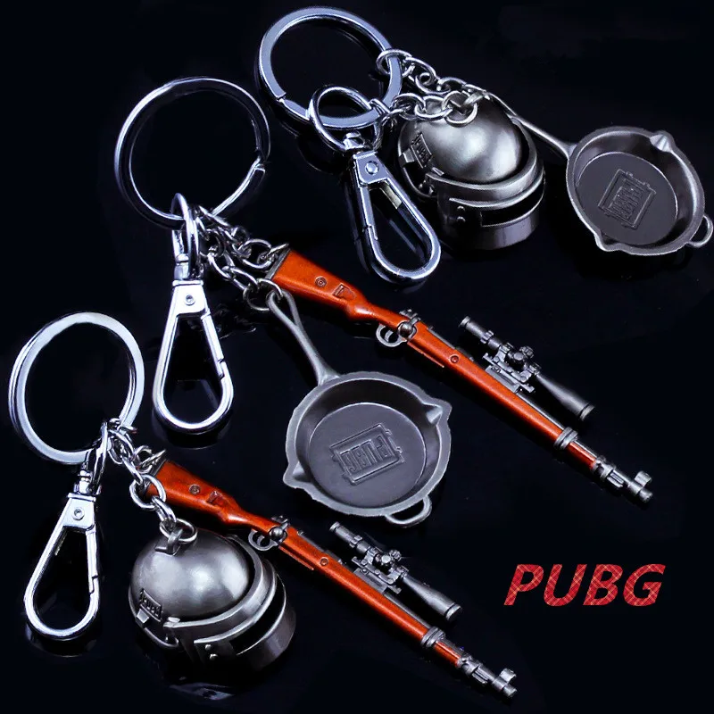  Game PUBG Playerunknown's Battlegrounds Cosplay Costumes Keychain Pans Weapon Model Key Chain pan+9