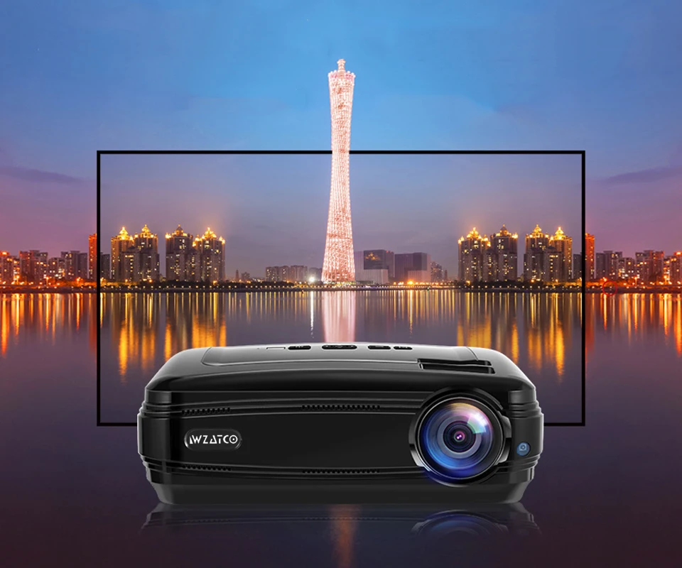 WZATCO CTL60 Android 9,0 wifi 5500 люмен full HD Портативный ТВ светодиодный проектор 1080P 4K видео игры HDMI мультимедийный ЖК-проектор для домашнего кинотеатра