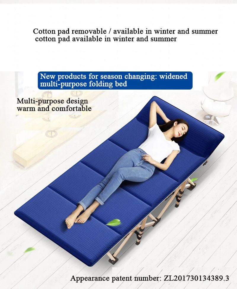 Z New Folding Bed Winter/Summer Nap Couch Recliner Chair Fishing Beach Cushion Cover Mattress Bed L