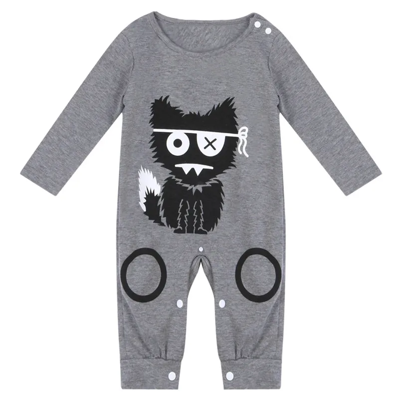 Newborn Baby Long Sleeve Cotton Romper Cloth Cartoon Cat Printing Infant Girls Boys Toddler Pajamas Clothing 4