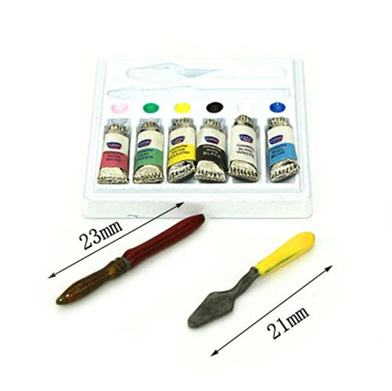 

Multi-Colored 1:12 Scale Dollhouse Dec Miniatures Wooden Watercolor Paint Tool Coloring Watercolor Dollhouse Diy Decor