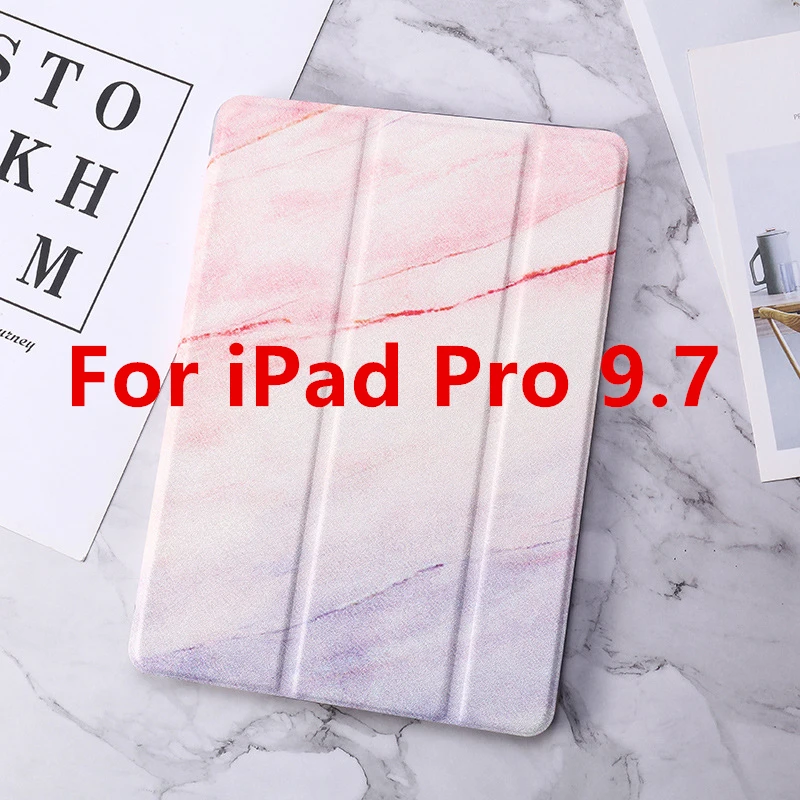 For iPad Air 1 2 Case Marble Pattern Silicon Cover for iPad 9.7 Pro 10.5 Mini 2/3/4/5 Air 10.5 Smart Funda A1893 - Цвет: Pink Pro 9.7