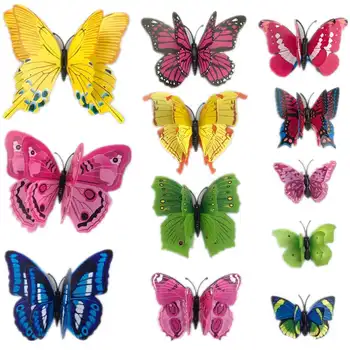 12pcs 3d PVC Wall Stickers Magnet Butterflies DIY Home Decor Poster Bar Bathroom Kitchen Accessories Gadgets Wall Decoration