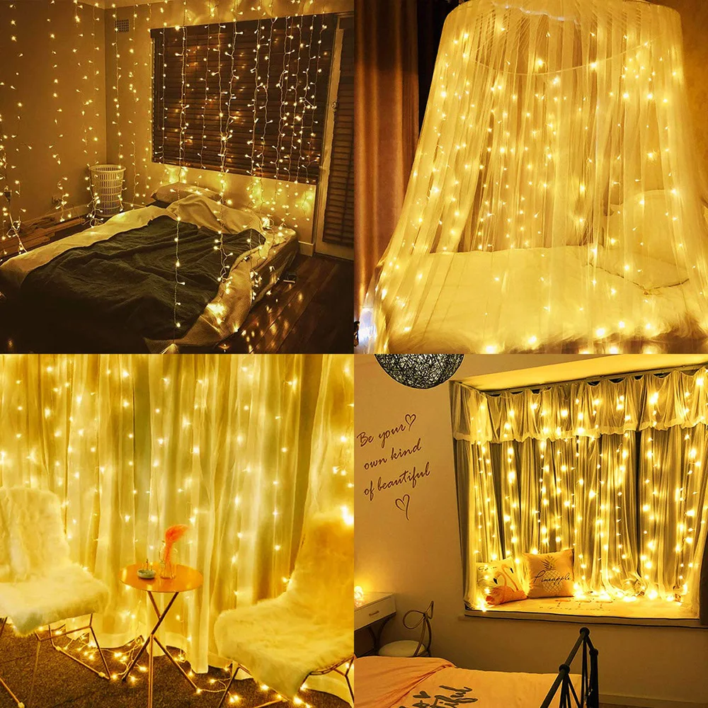 Cortina de Led Luz da Corda Icicle 3x1/3x2/3x3/3x6m Conectável Natal Garland Luzes Interiores/ao ar Livre Luzes de Decoração de Casamento do Partido 14 conectável luzes de guirlanda de natal interior