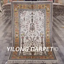 Yilong 3'x5 'handmade Восточный двери жизни ковер желтый и белый изысканный коврики (YHW334B3x5)