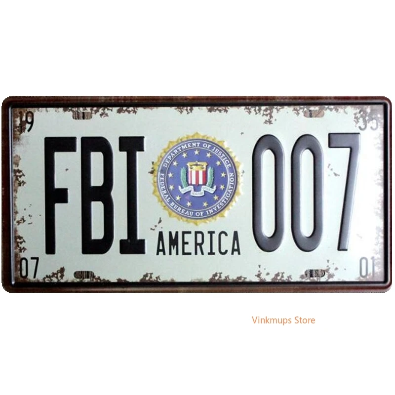 A278 Америка FBI 007 художественная табличка Автомобильная Лицензия Ретро Металл