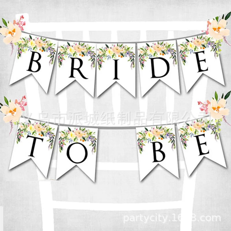 

1Pcs/Set Square Bride To Be Letter Flag Single Party Pull Flower Wave Warm Wedding Room Layout Decoration Flag Banner ASD018