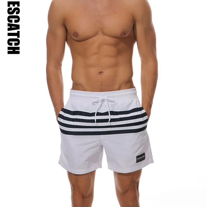

ESCATCH Summer Men's Short Pants European and American Quick-drying Beach Pants Loose Leisure Pants Men Colour Stripe Trousers