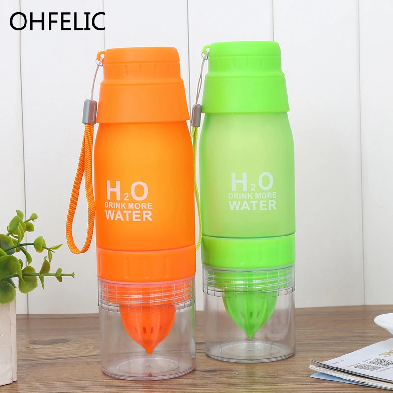 

Meltset Plastic Fruit Infusion Water Bottle 650ML Lemon Juicer Drinking Bottle H2O Outdoor Frosted Sports Water Bottles