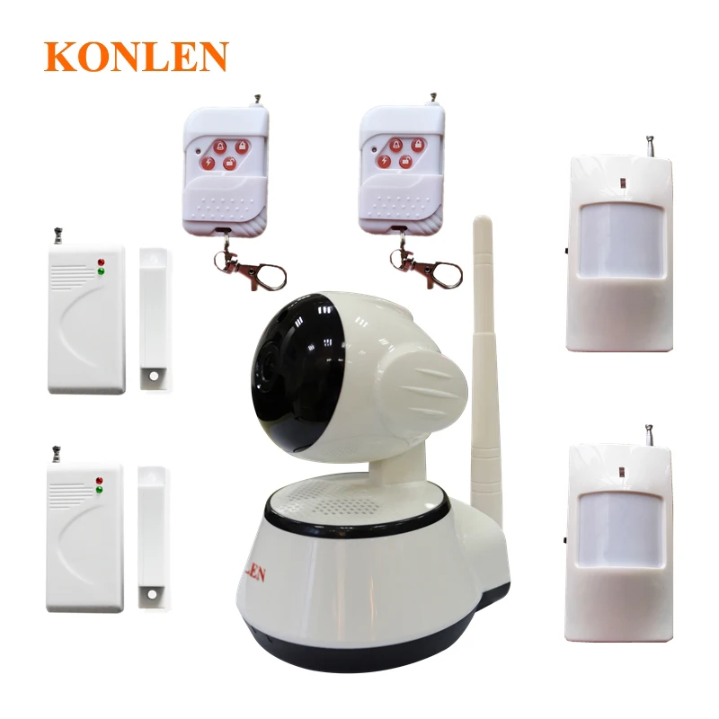 

smart house home security alarm system wireless with HD IP camera wifi 2 in 1 android ios app remote alarme video monitor