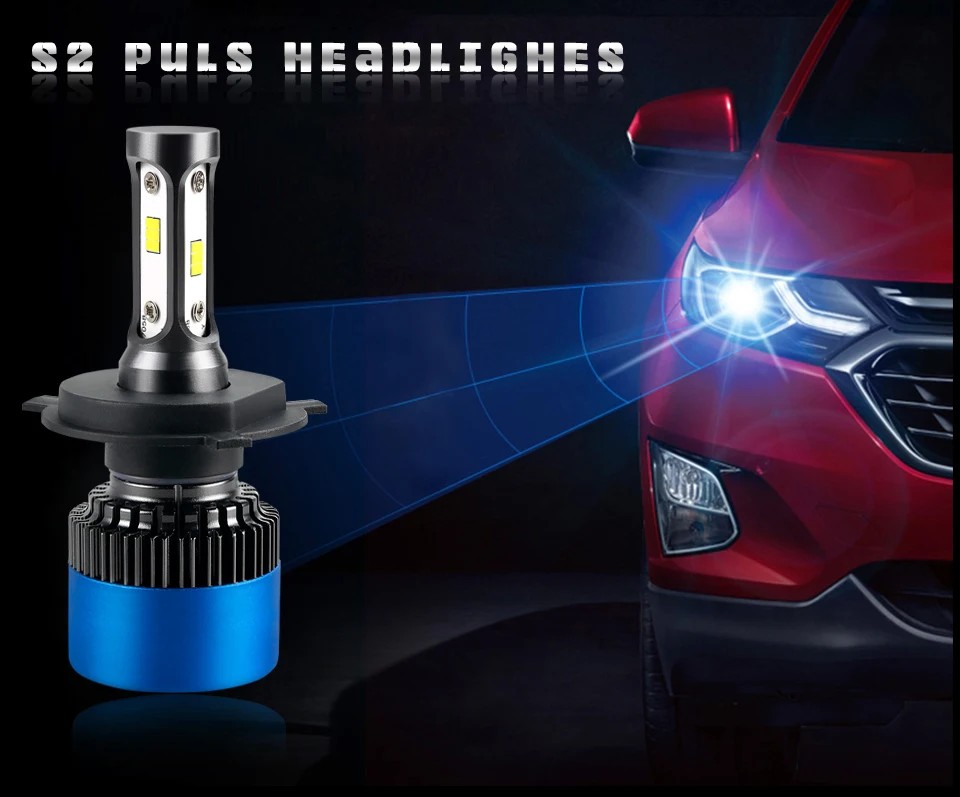 Foxcnsun LED Car Headlight 12000LM with 3 Sides Light H1 H3 H4 H7 H11 H8 H9 9005 HB3 9006 HB4 80W CSP Chip 12V 24V 6500K Hi Lo  (1)