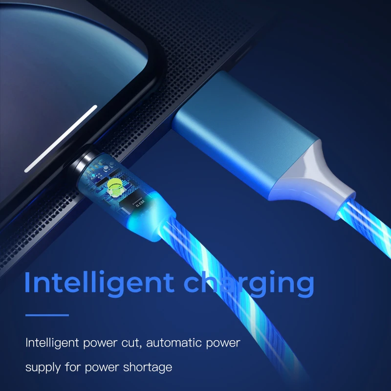 Магнитный кабель Плетеный светодиодный Тип C Micro USB магнитный usb для зарядки Apple