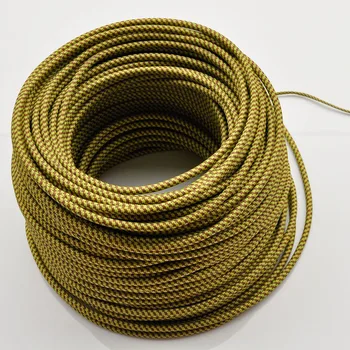 

2 Core 0.75mm2 Round Textile Fabric Electrical Wire Braided Chandelier Pendant Lamp Wires Electrical Cable Vintage Lamp Cord 10m