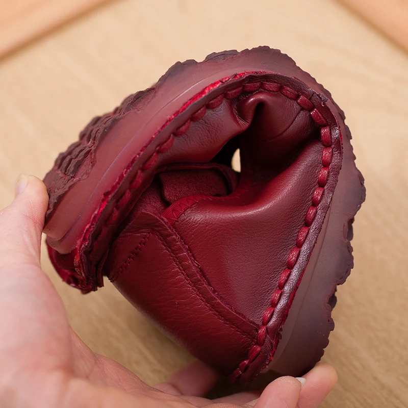 Женская Повседневная обувь ручной работы из натуральной кожи однотонные удобные