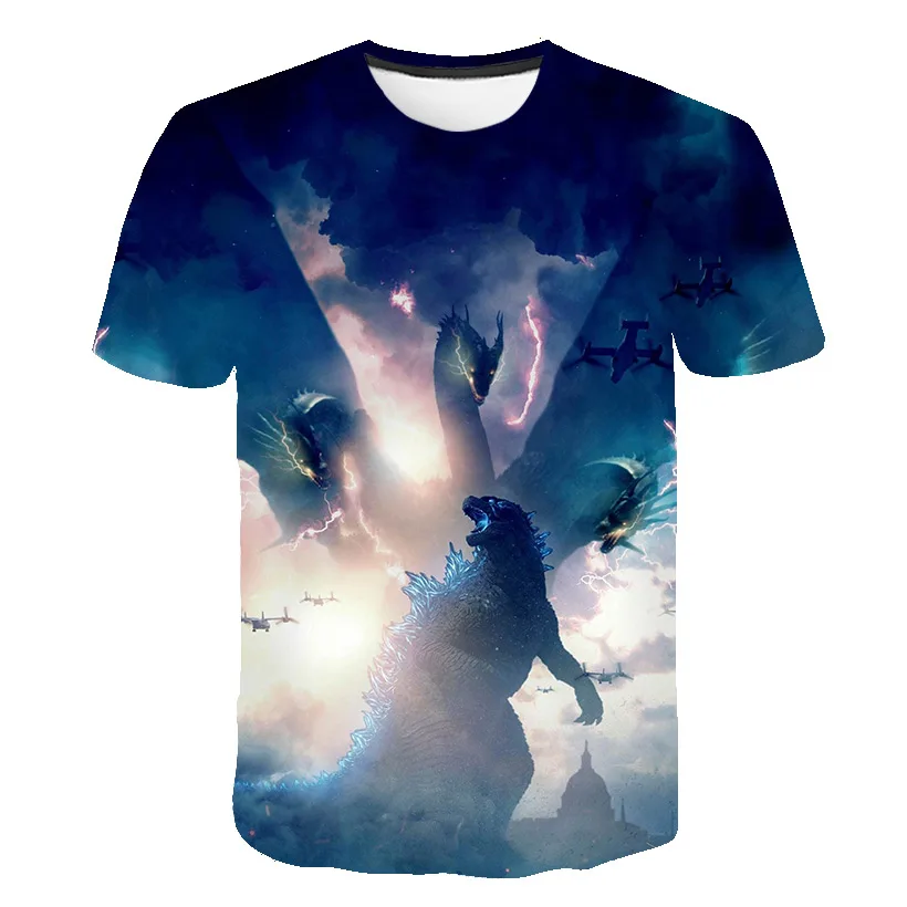 

New Summer Kids T shirt Boys / Girls T-shirt Movies Godzilla: King of the Monsters 3D Printed Fashion Tshirt For Boy Childrens
