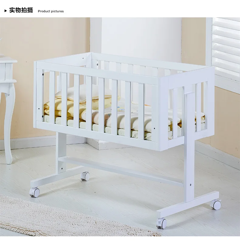 Baby crib wood multifunctional bed. White paint free variable desk Baby crib wood multifunctional bed. White paint free variable desk