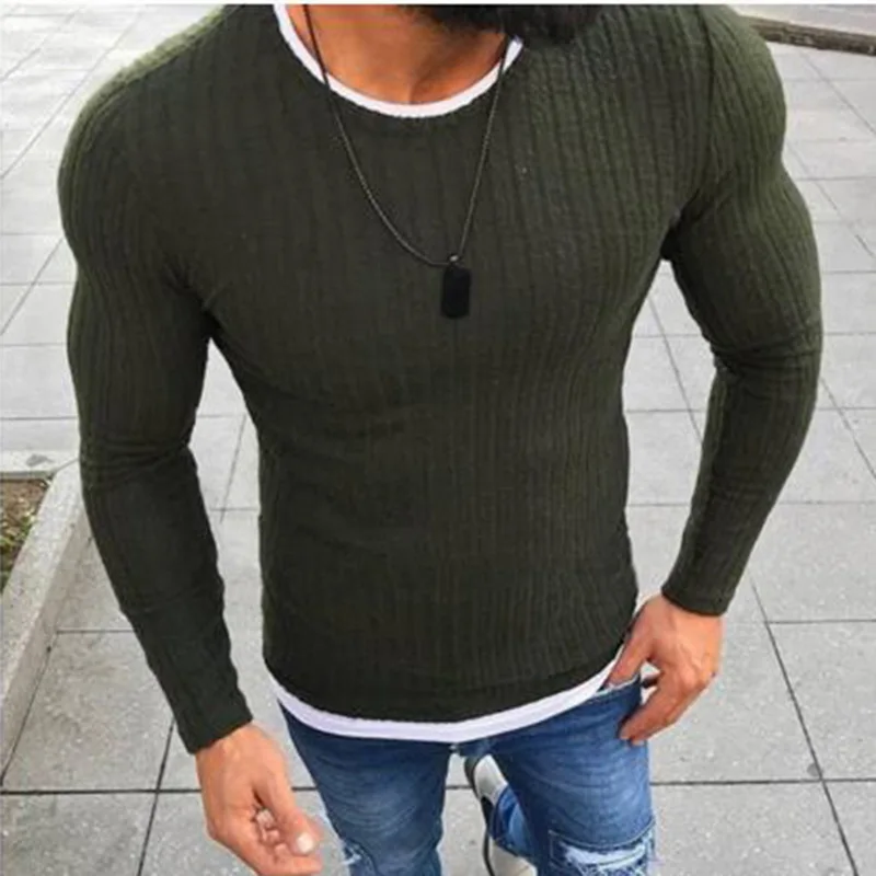 WENYUJH мужской весенний сексуальный обтягивающий свитер однотонный вязаный пуловер тонкий свитер с круглым вырезом тонкий свитер пуловеры размера плюс 5XL