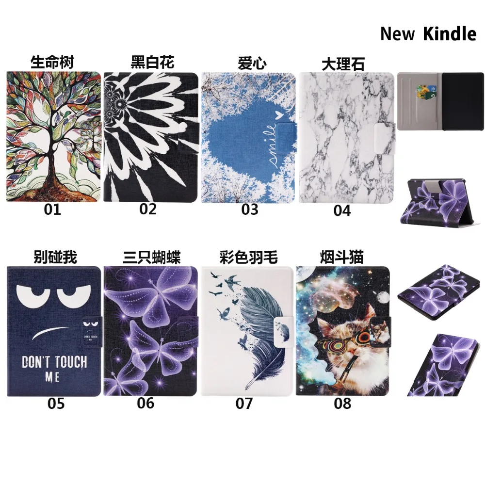Ultra Slim Retro Cartoon Print Stand Card Holder Protective Skin Shell Cover Case For Amazon Kindle 8th 2016 Kindle 558 E reader Ultra Slim Retro Cartoon Print Stand Card Holder Protective Skin Shell Cover Case For Amazon Kindle 8th 2016 Kindle 558 E reader