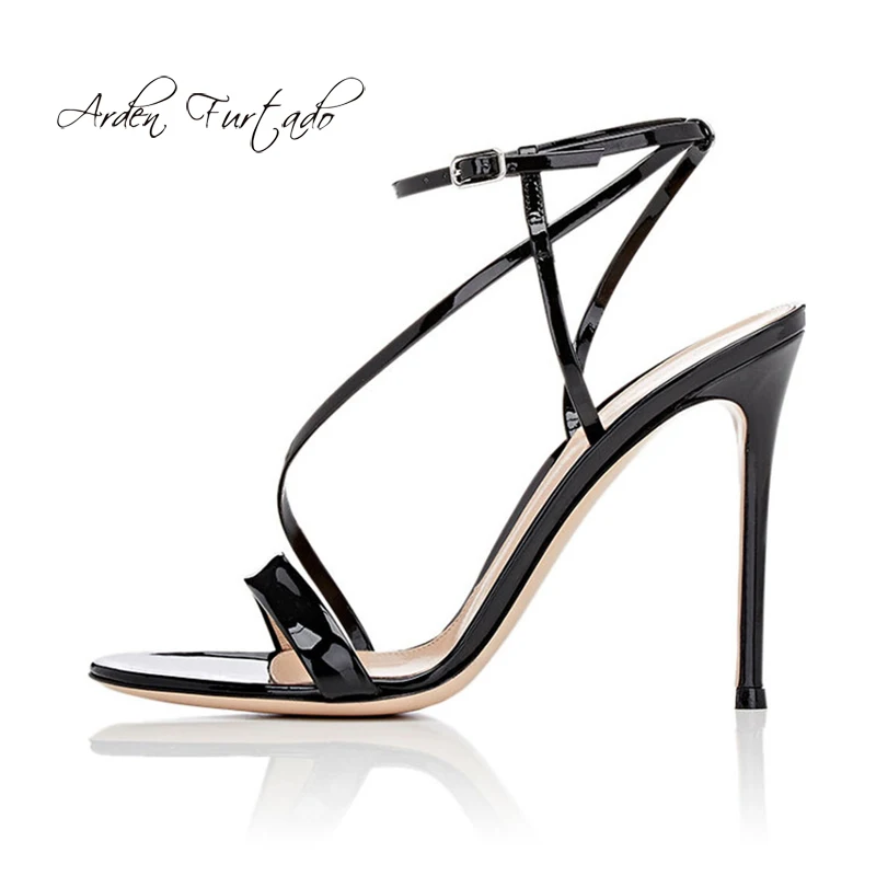

Arden Furtado 2018 summer high heels 12cm stilettos ankle strap fashion evening party shoes women big size mixed colors sandals