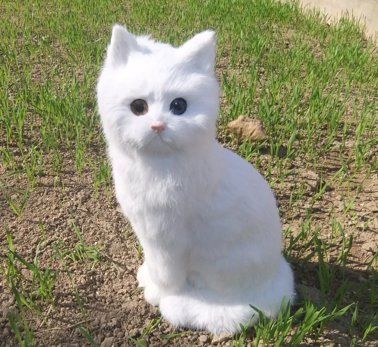 

big simulation cat toy polyethylene & furs handicraft white cat model gift about 35x15cm 2346