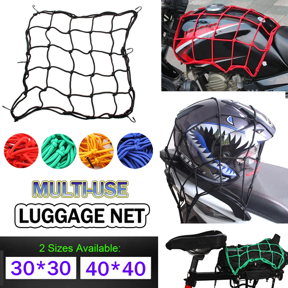 

Heavy-Duty Elastic Motorcycle Luggage Net Holder Tank Mesh ATV Bike Cafe Racer Scooter Cruiser Chopper Cargo Bungee Adjustable