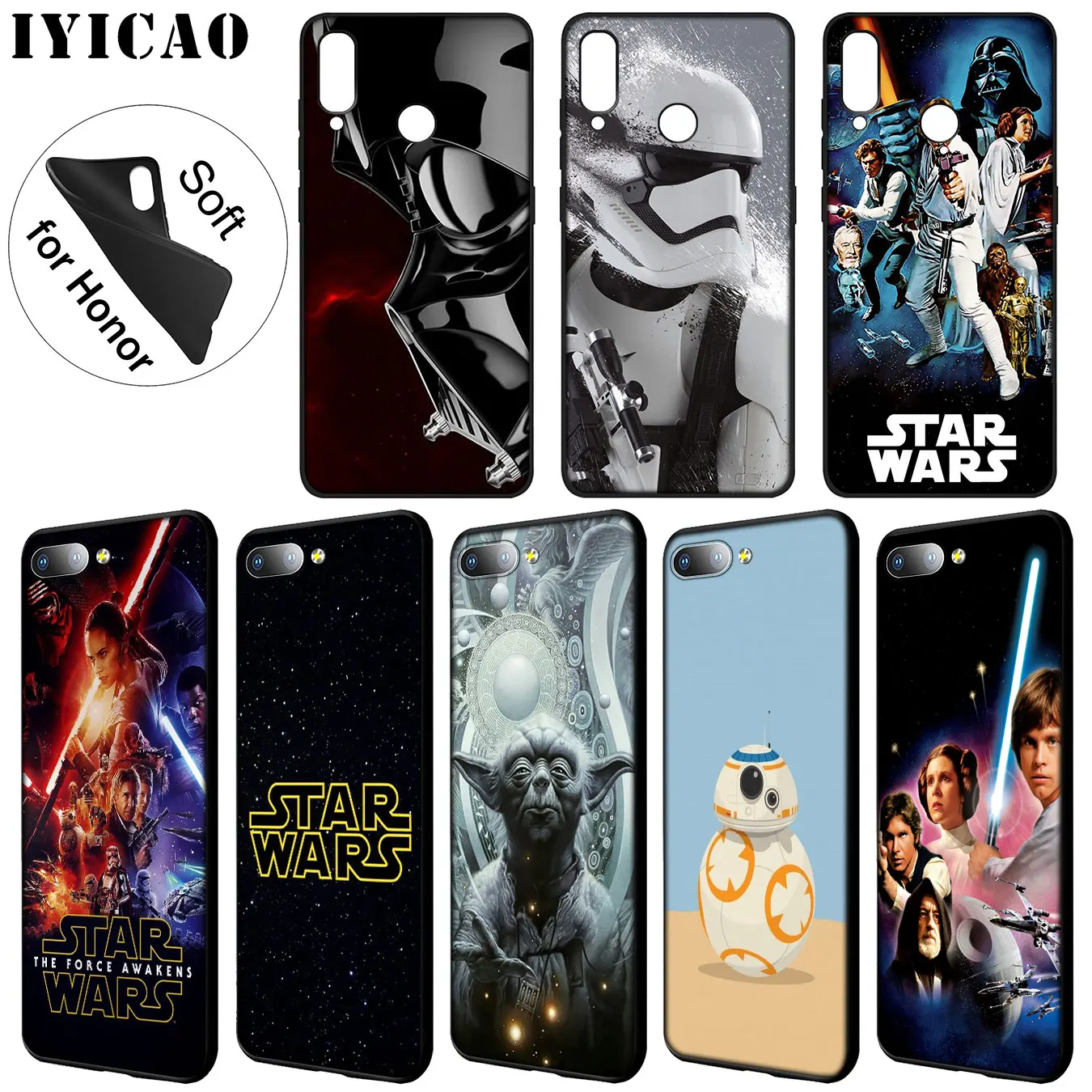 

IYICAO Star Wars Darth Vader Yoda Soft Phone Case for Huawei Y7 Y6 Prime Y9 2018 Y5 Honor 8C 8X 8 9 10 Lite 7C 7X 6A 7A Pro