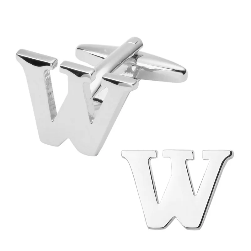 Пара высококачественных серебристых запонок с буквами W дизайнерские мужские