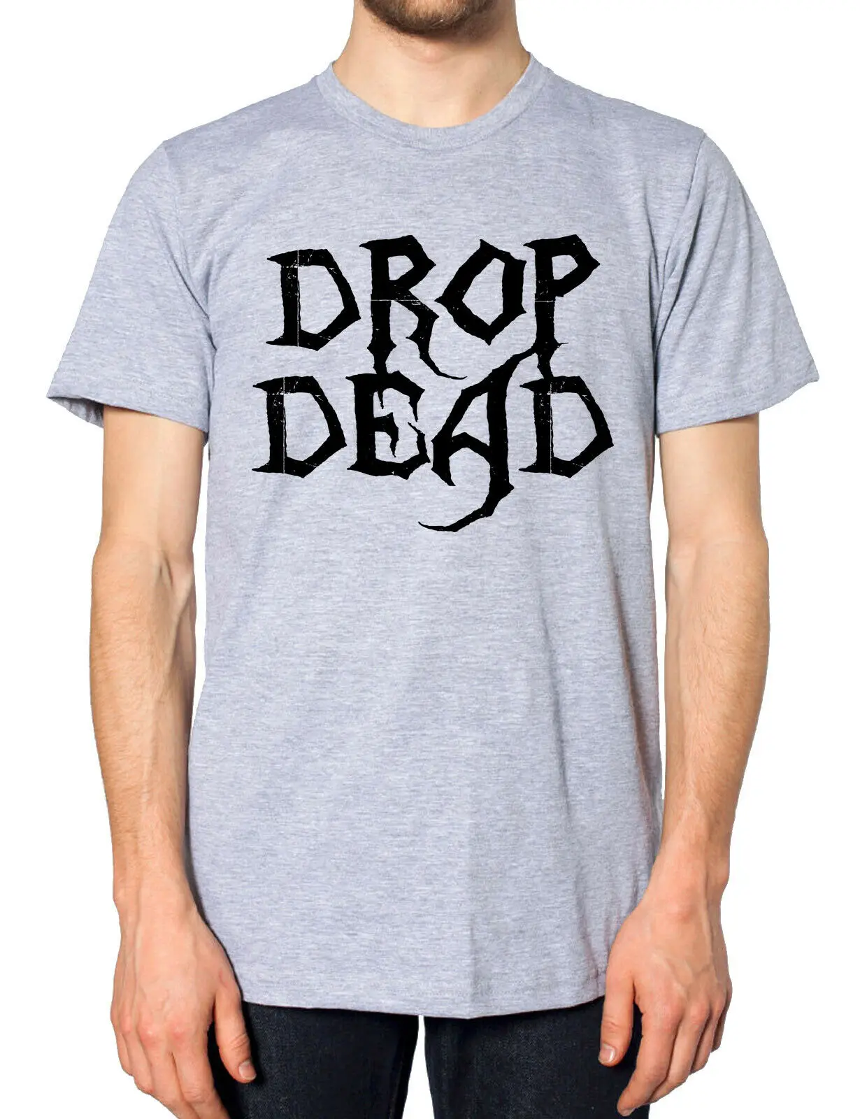 Футболка с надписью Drop Dead для мужчин женщин и детей эмо гот панк зомби рок