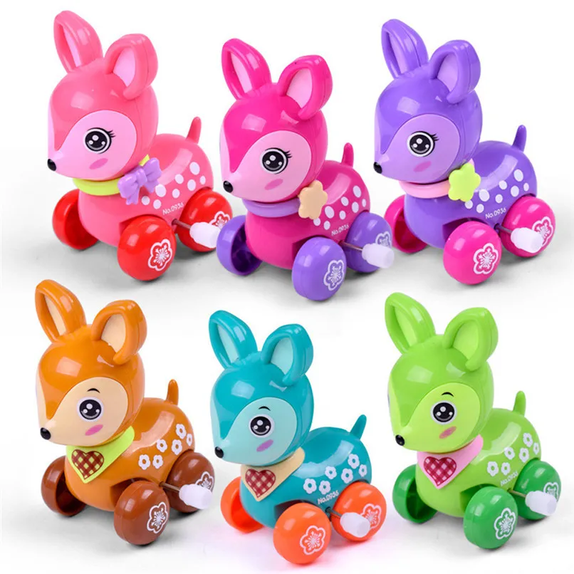 

Random Color Education Toy Clockwork Wind Up Cartoon Sika Deer Toy Kid Early Education Developmental Puzzle Toy wholesale JE25#F