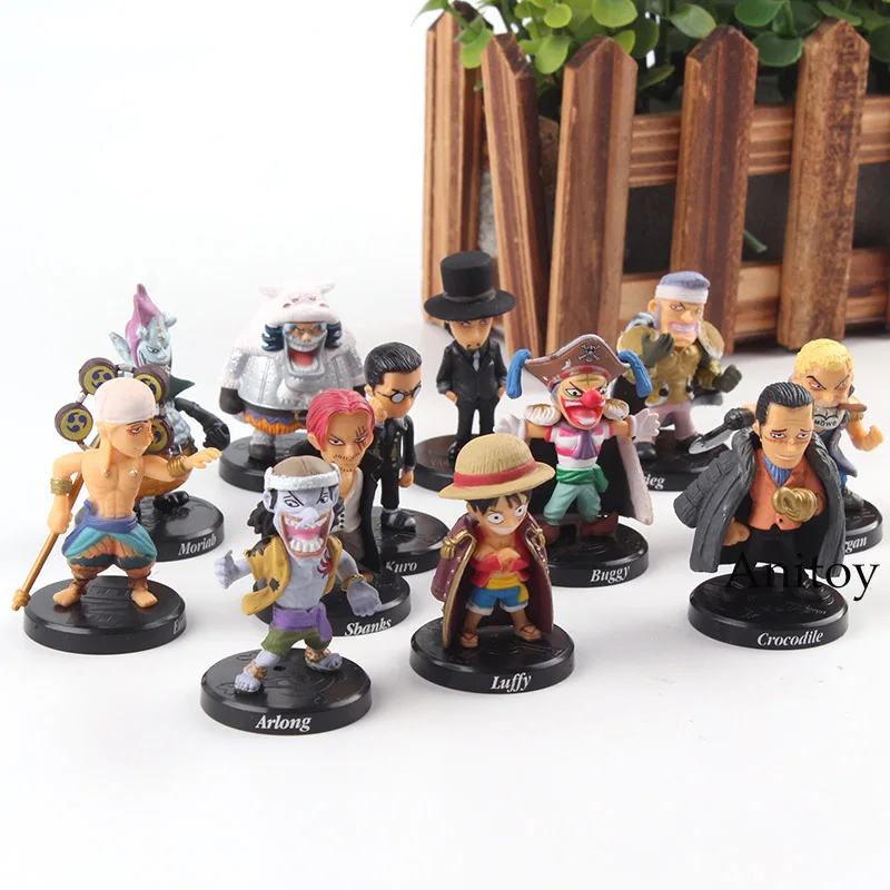 

Figure Action One Piece Luffy Shanks Sabo Sir Crocodile Buggy Moria Enel One Piece PVC Collection Model Toys 12pcs/set