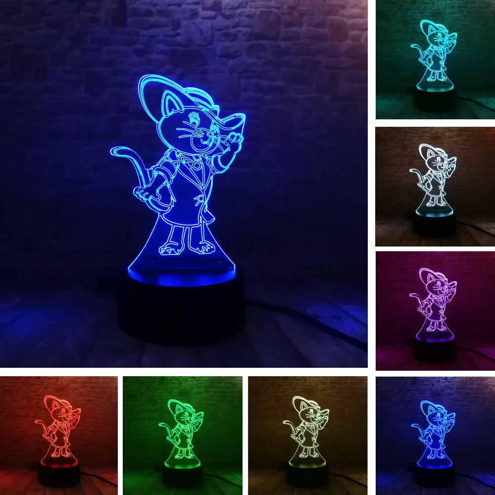 

New Cool 3D Greeting Cat with Hat LED Colorful Gradient Table Lamps Luminaria Desk Decor Night Light Child Kids Baby Xmas Gifts