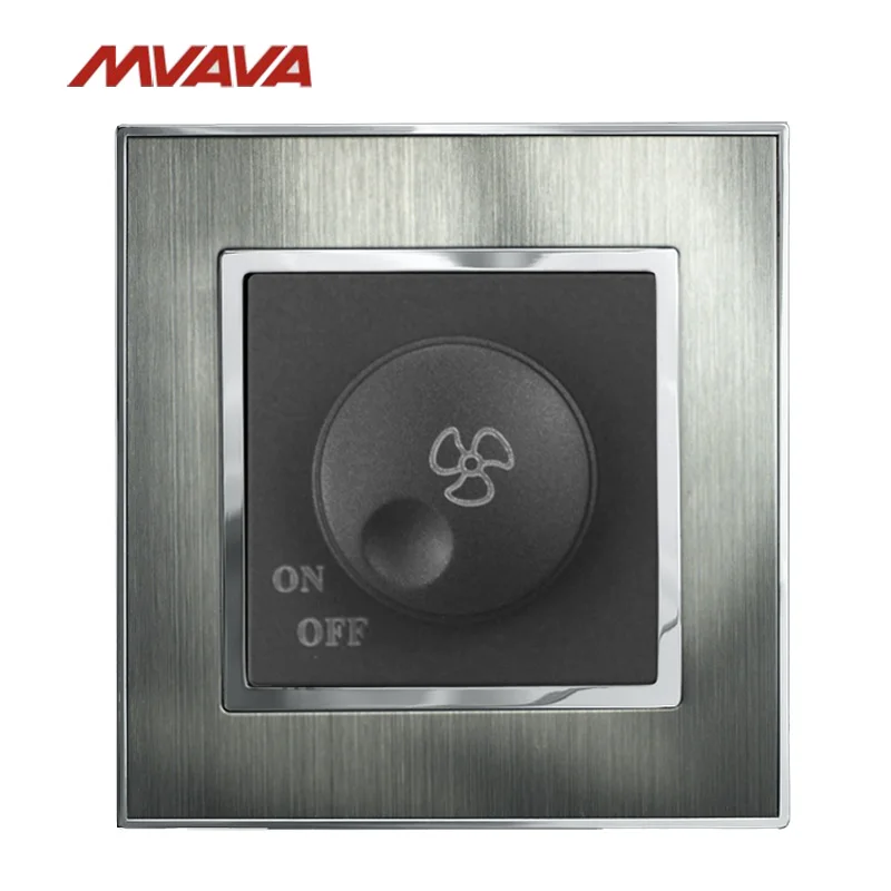 

MVAVA Ceiling Fan Dimmer 110-250V Speed Control Wall Turn ON/OFF Rotate Switch Brushed Metal UK/EU Standard Free Shipping