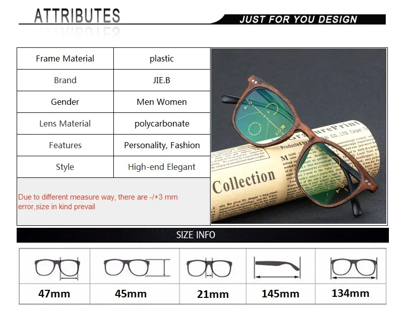 JIE. B брендовые винтажные Мультифокальные Прогрессивные очки для чтения, мужские женские очки для дальнозоркости, мужские женские очки