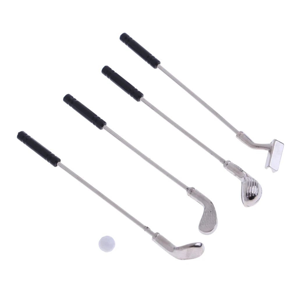 Miniature 5 Pieces Golf Kit Sports Equipment for 1/12 Dolls House Garden Life Scenes Room Items Accessories