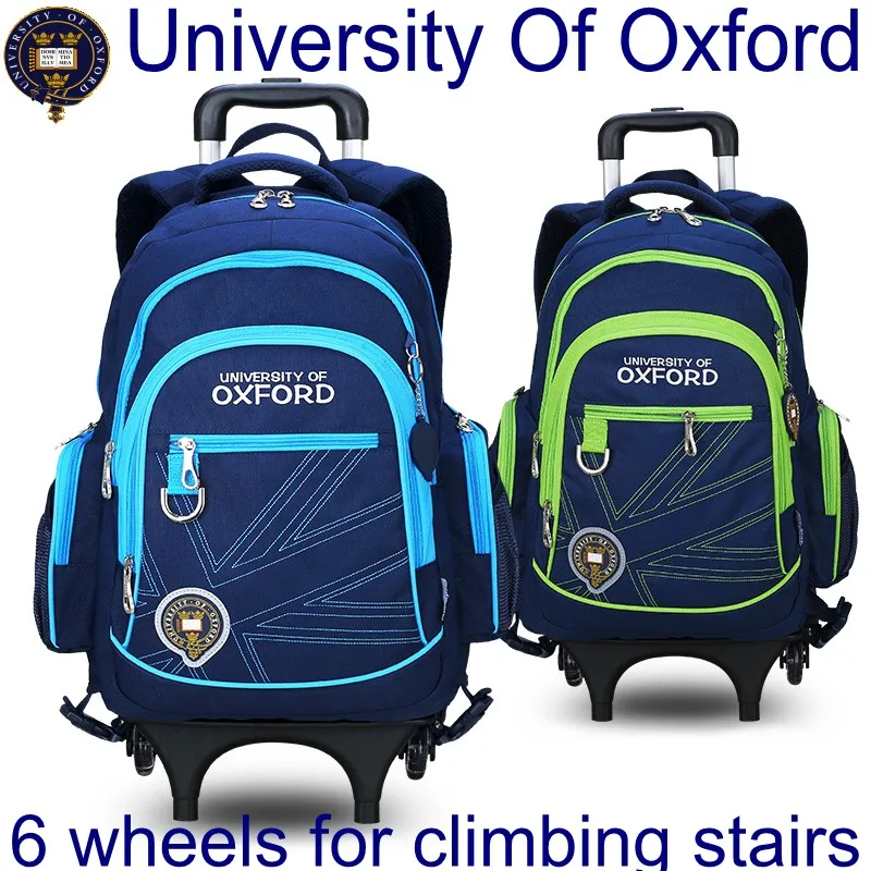 

University Of Oxford Reflective Waterproof wheeled shool bag Trolley wheels children backpack For children boys girls
