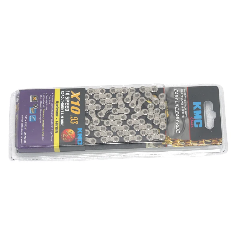 Excellent KMC X10.93 116L 10 Speed Silver Bicycle Chain With Original Box MTB Bike Spare Parts For Bicycles Intimate Goods 3