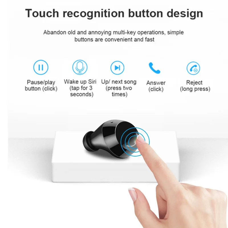 Touch Control TWS29 BT5.0 Bluetooth 5.0 Earphone Mini Twins Stereo Microphone True Wireless Earbuds for All Smart Phone Earpiece