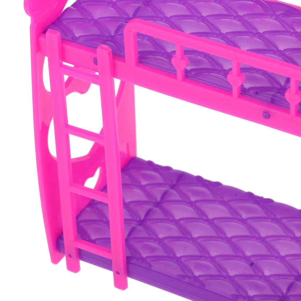 5Pcs Dolls House Mini Rocking Horse Bunk Bed Single Bed Dining Chair Model for   Doll Hot Toys Accessories Gifts