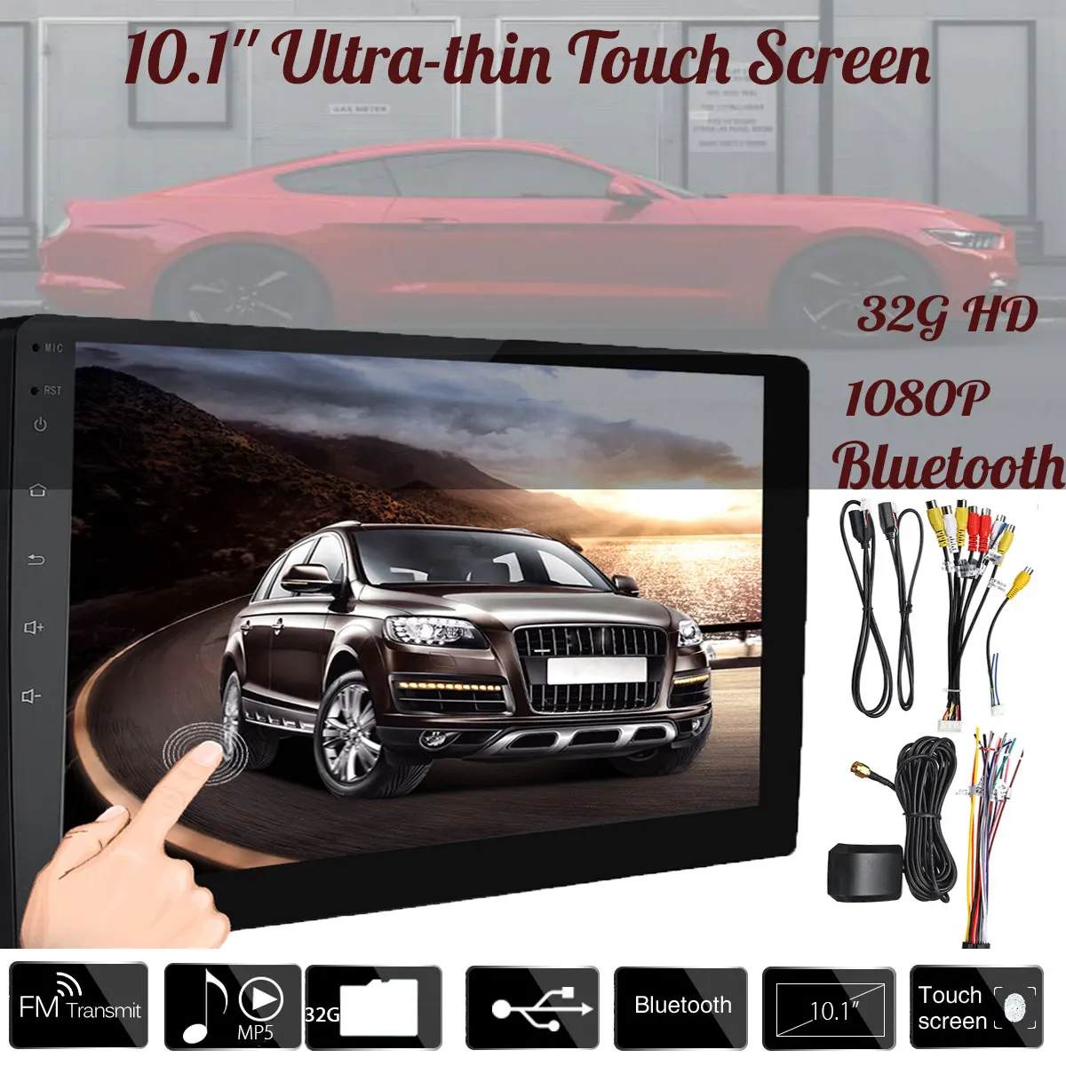 

10 inch 2din Touchs Screen Car Radio Android 4.4 MP5 Player Bluetooth WiFi GPS USB Multimedia Player with Rear View Camera