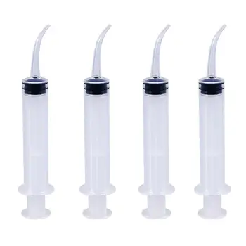 

4pcs Disposable Dental Irrigation Syringe with Curved Tip for Dental Care