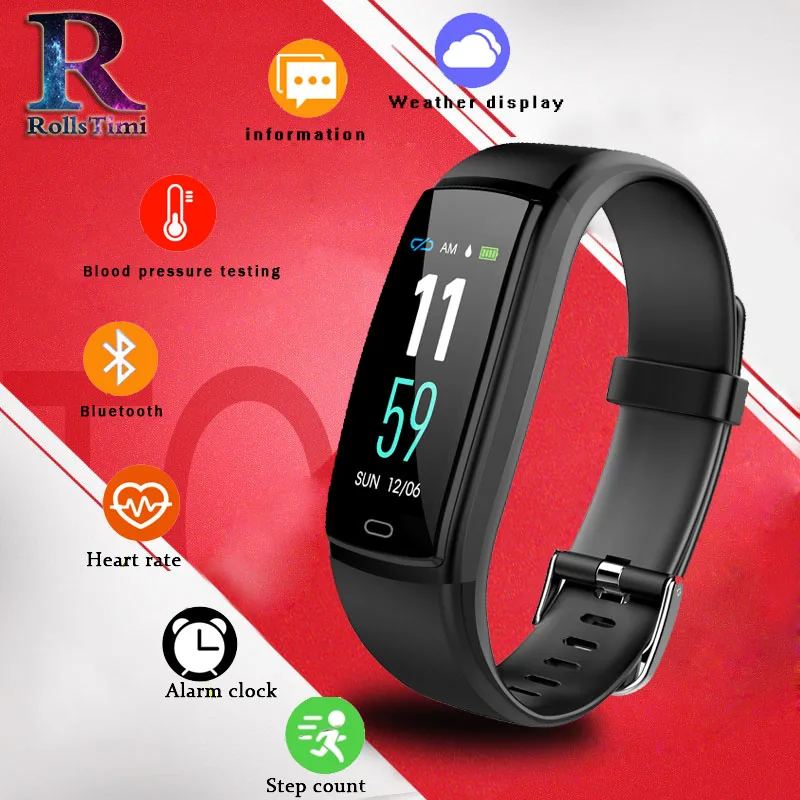 

RollaTini 2018 The New Color screen Smart Bracelet Wrist Watch Heart Rate Monitor Blood Pressure Fitness Tracker Sport Watch