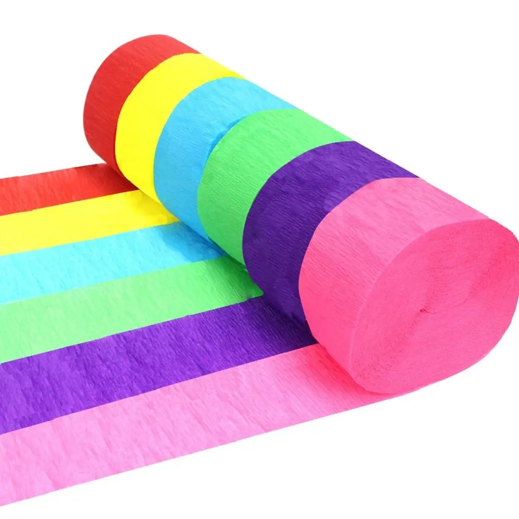 

METABLE 82ft 12 Rolls Crepe Paper Streamers in 6 Colors, for Wedding Ceremony, Various Large Festivals Decoration