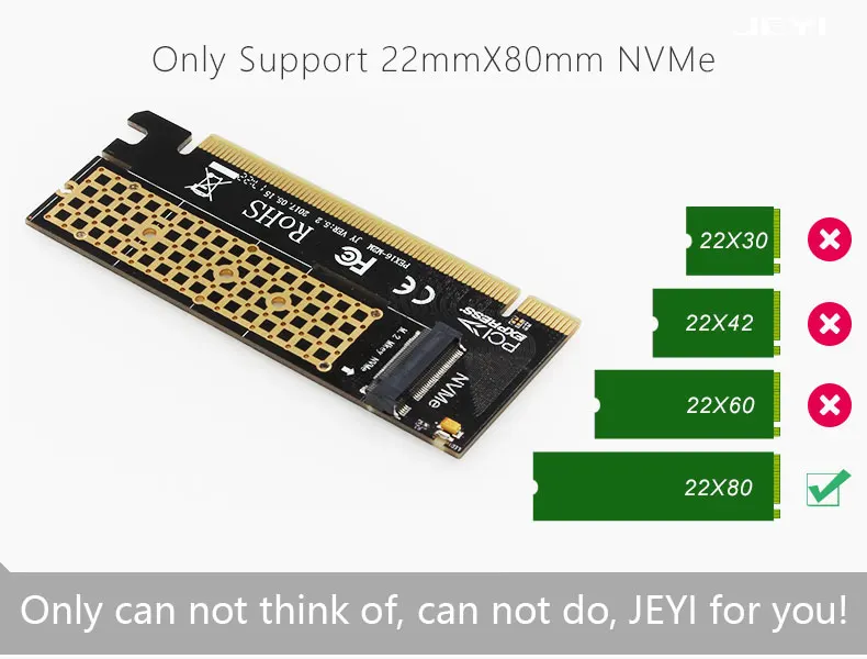 JEYI CoolSwift PCIE3.0 NVME адаптер x16 PCI-E полная скорость M.2 2280 алюминиевый лист теплопроводность кремния вафельное охлаждение