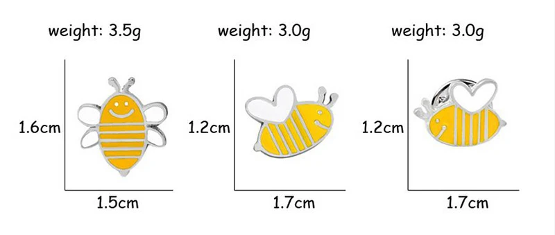 3 вида стилей мини пчела желтая брошка мультфильм Детские Рубашки нагрудные булавки Эмаль Булавка металлический значок на рюкзак для женщин мужчин броши ювелирные изделия