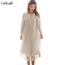 Fdfklak New Arrival Sleepwear Ladies Dresses Princess Long Sleeve Nighties Modal Lace Indoor Clothing Sweet Nightgown Women