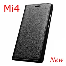 2016 New For Xiaomi Mi4 Real Genuine Leather Flip Luxury Natural Cow Skin Case Phone Cover For Xiaomi 4 M4 Free Shipping 4 Color