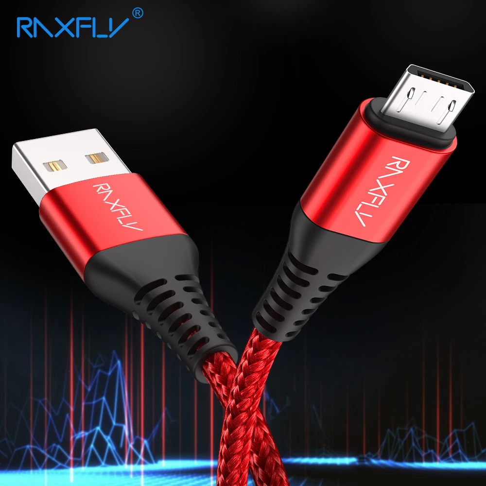

RAXFLY Micro USB Cable For Xiaomi Redmi Note 5 Nylon Lightning To USB Cable Fast Type C Charging Cable For iPhone X 7 Samsung S9