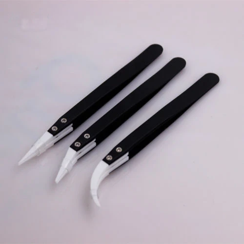 

1Pc/3Pc Anti-Static Ceramic Tweezers Electronic Cigarette Industrial Ceramic Tweezers with Insulated Pointed Straight Curved Tip