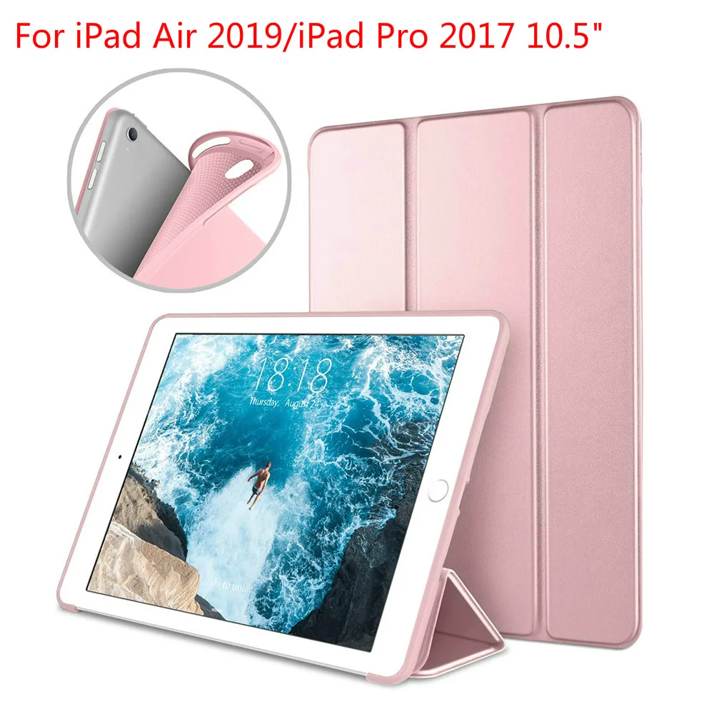 

Soft Cover For iPad Air (2019) A2123 A2152 A2153 Tri-Folded Case With Auto Sleep/Wake Up For iPad Pro 10.5 2017 A1701 A1709